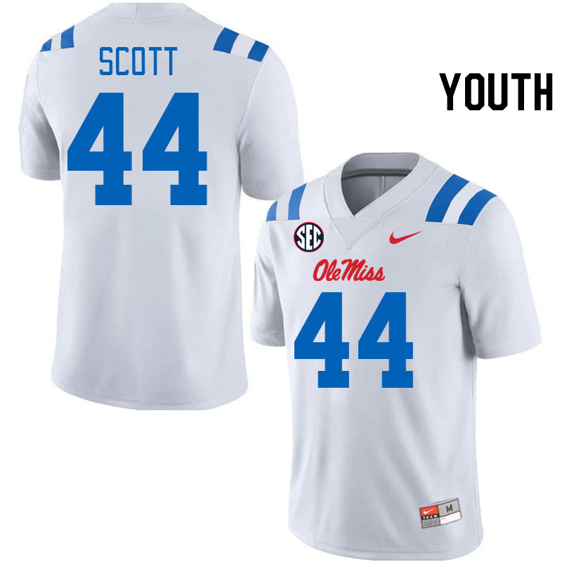 Youth #44 Ali Scott Ole Miss Rebels 2024 New Uniforms College Football Jerseys Stitched-White